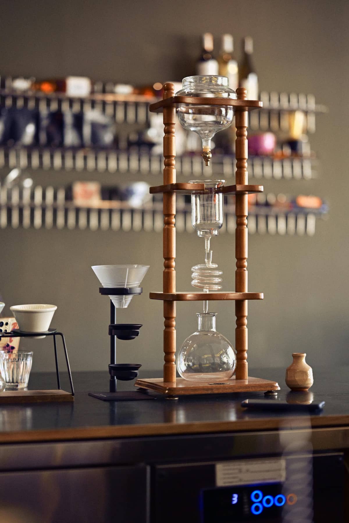 Traditional cold drip tower used as a contrast